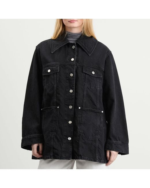 Ganni Blue Rigid Denim Midi Jacket