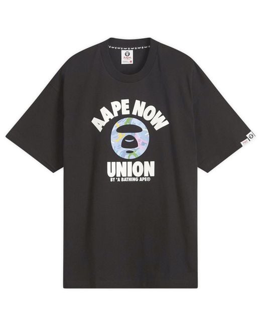 Aape By A Bathing Ape Black Aape Union College T-Shirt for men
