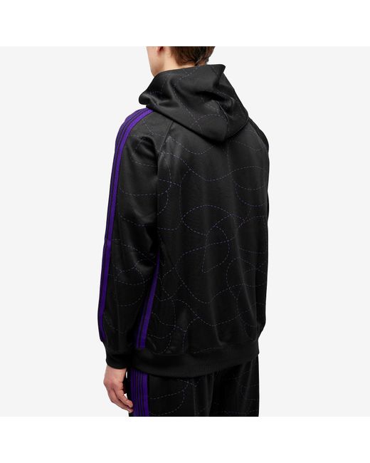 Needles Black Dc Printed Poly Smooth Track Hoodie for men
