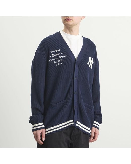 KTZ Blue Mlb New York Yankees Script Cardigan for men