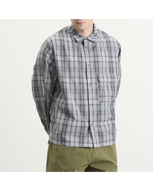 Snow Peak Gray Fade Check Breezy Shirt for men