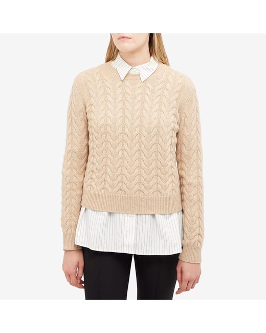 Max Mara Odessa Cable Knit Jumper in Natural | Lyst