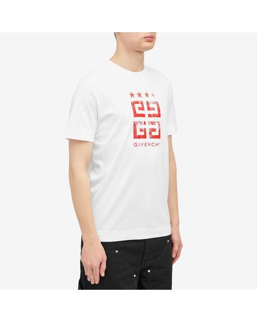 Givenchy White 4G Stamp Logo T-Shirt for men