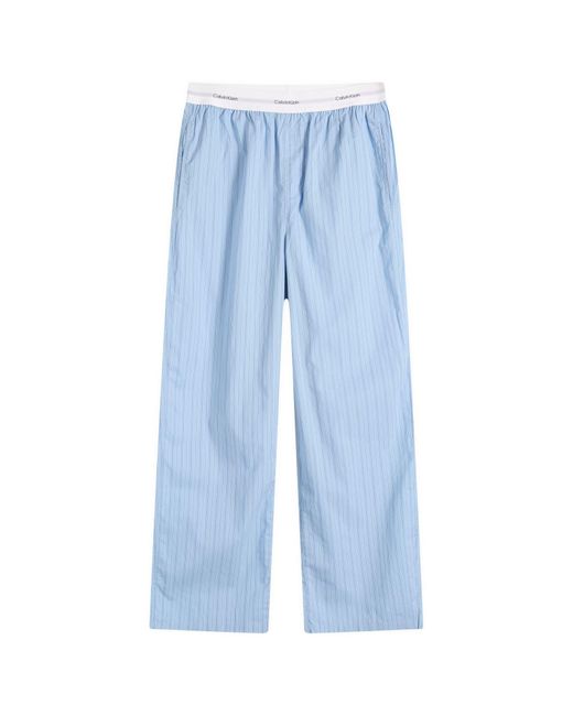 Calvin Klein Blue Cotton Poplin Sleep Pant