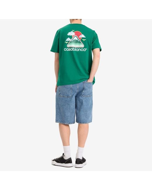 Casablanca Green Montagne Ondulée Screen Printed T-Shirt for men