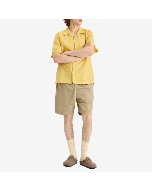 Universal Works Yellow Linen Cotton Camp Shirt for men