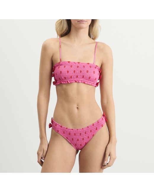 Damson Madder Pink Shirred Bow Bikini Bottom