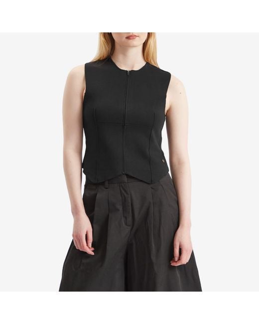Stel Black Zip Up Power Knit Vest