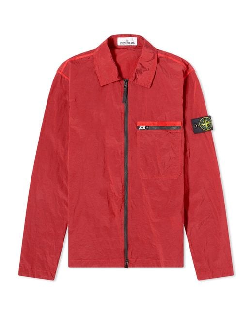 Stone Island Red Nylon Metal Shirt Jacket for men