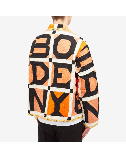 Bode Orange Letter Block Quilted Jacket for men