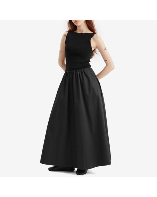 St. Agni Black Bateau Cut Out Midi Dress