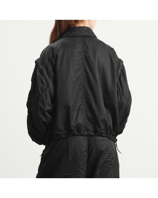 YMC Black Heath Bomber Satin Jacket