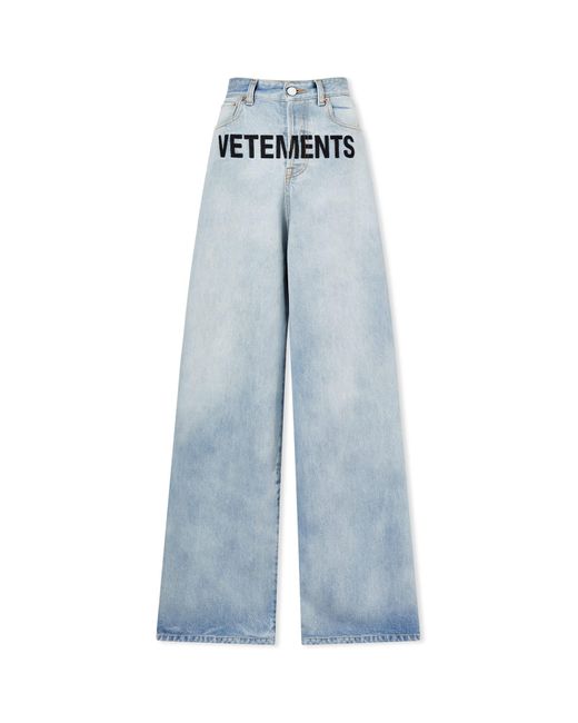 Vetements Blue Embroidered Logo baggy Jeans