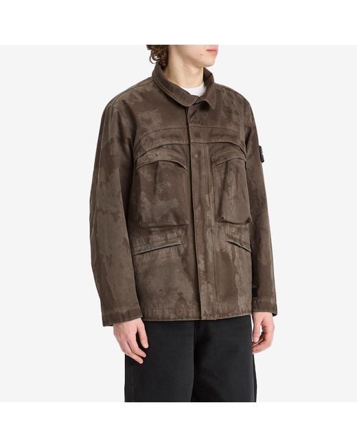 Stone Island Brown Raso Gommato 3L Laser Camo Field Jacket for men