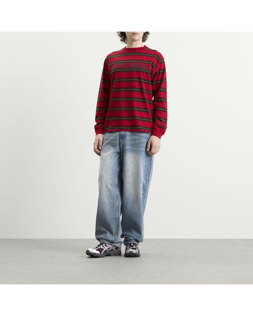 No Problemo Red Striped Ls Tee for men