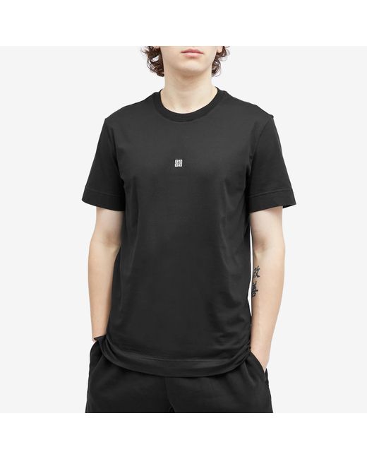 Givenchy Black Contrast 4G Embroidery T-Shirt for men
