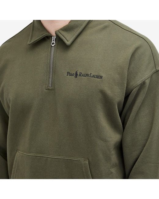 Polo Ralph Lauren Green Heavyweight Quarter Zip Sweatshirt for men