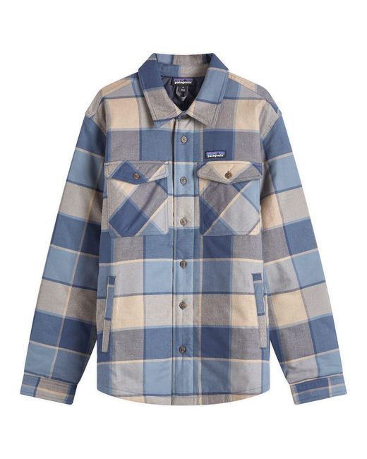 Patagonia Blue Insulated Fjord Flannel Shirt for men