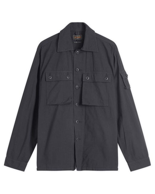 Beams Plus Blue Textured Ripstop Shirt Jacket for men