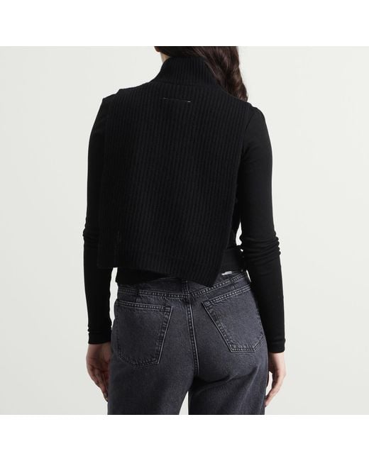 Maison Margiela Black Mm6 Wool Sweater Vest