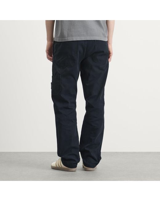 Stone Island Blue Panama Cotton Old Effect Work Pants for men