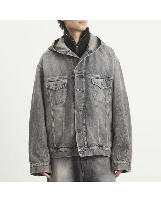 Acne Gray Gothik Wash Hooded Denim Jacket for men