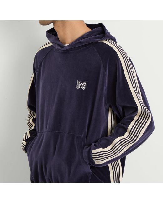 Needles Blue Velour Track Hoodie for men
