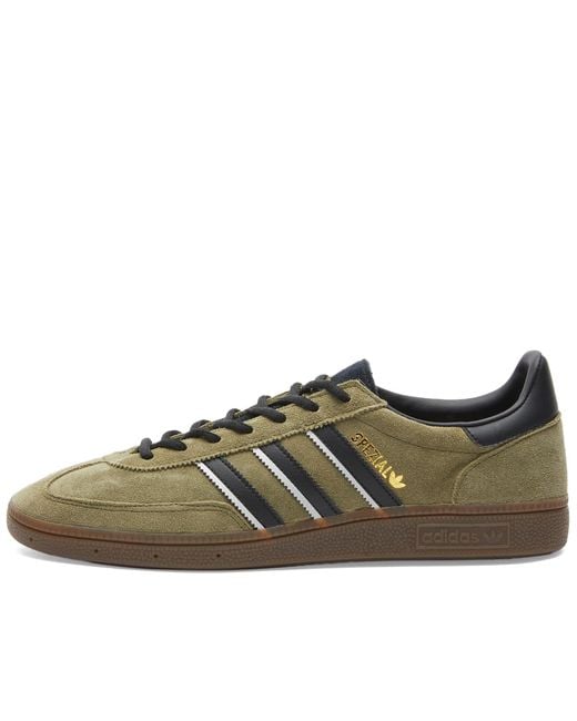 Adidas Green Handball Spezial Focus Olive, Core Black & Crystal White Sneakers for men