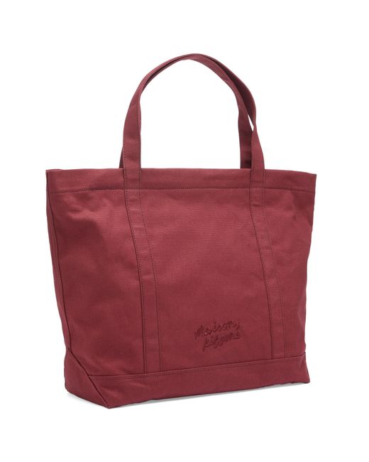 トートバッグ Fox Head Large Shopper Bag - Maison Kitsune - Leather - Red Maison Kitsuné - Bold Fox Head Large Tote Bag | HBX