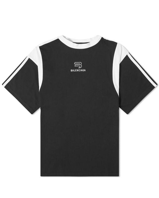 Balenciaga Cotton Boxy Sporty Logo T-shirt in Black/White (Black) for ...