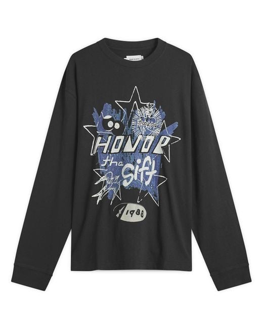 Honor The Gift Gray Pop Art Long Sleeve T-Shirt for men