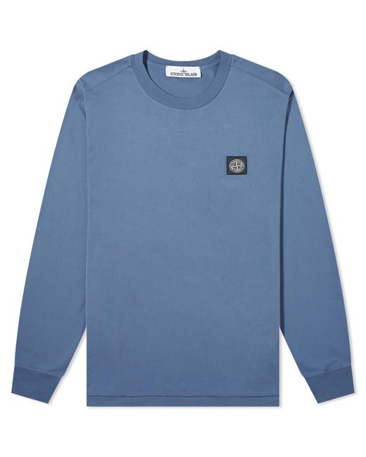 Stone Island Blue Long Sleeve Patch T-Shirt for men