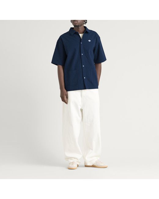Adidas Blue Resort Button Down Shirt for men