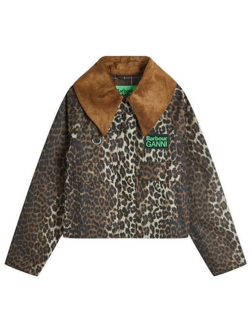 Barbour Green X Ganni Printed Wax Anorak