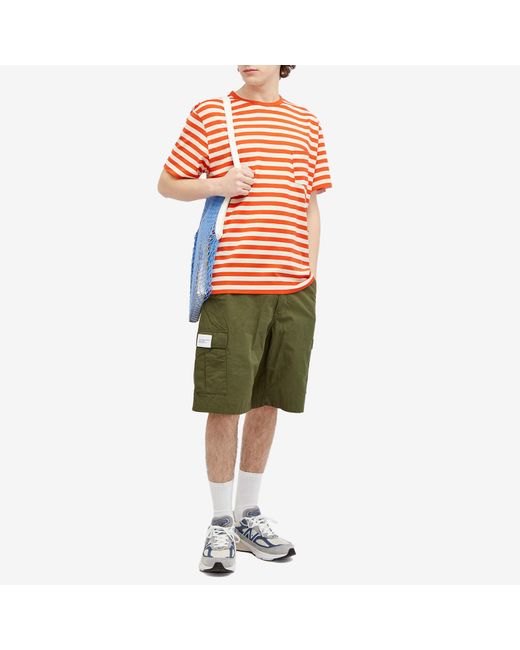 Sunspel Orange X Nigel Cabourn Stripe Pocket T-Shirt for men