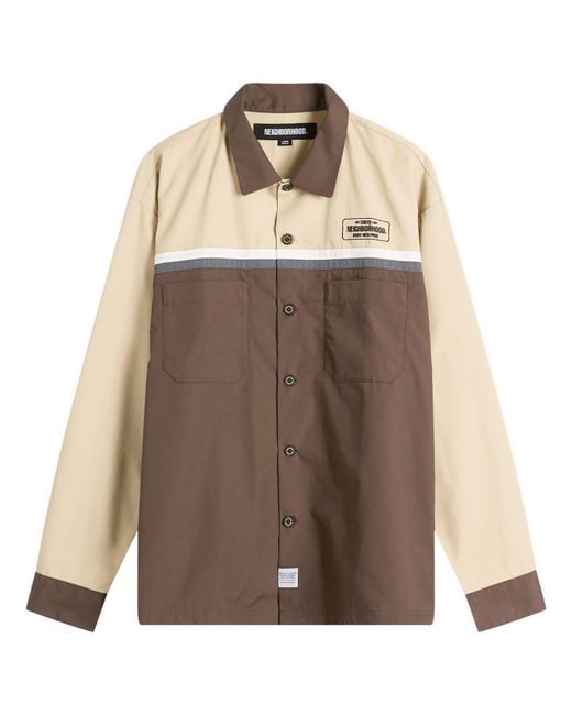 Neighborhood Brown Classic Work Bicolor Shirt for men