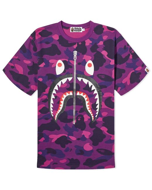 A Bathing Ape Purple Color Camo Shark T-Shirt for men