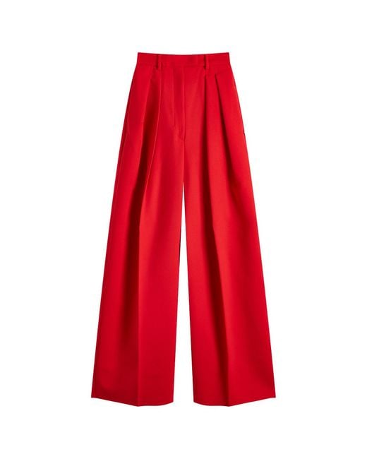 Sportmax Red Abadan Wide Leg Trouser