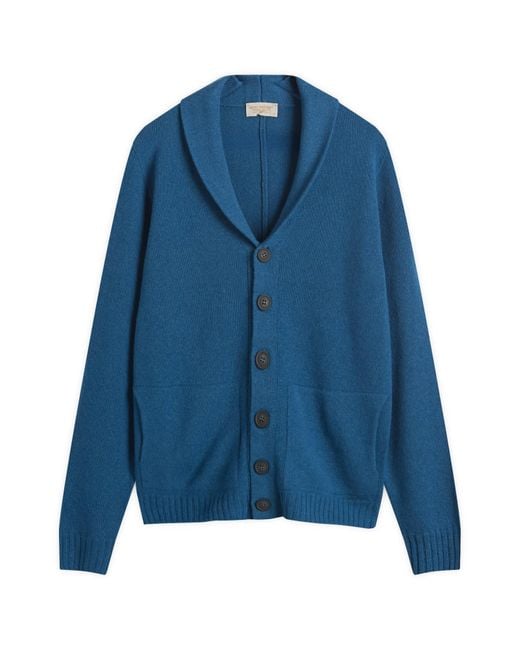 John Smedley Blue Rockford Cashmere Shawl Collar Cardigan for men