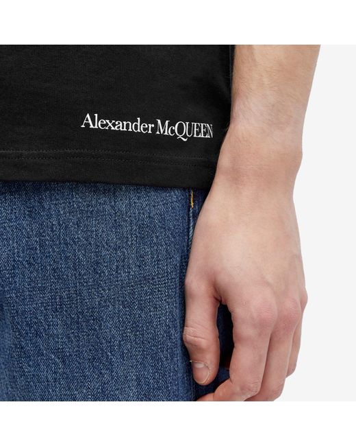 Alexander McQueen Black Floral Skull T-Shirt for men
