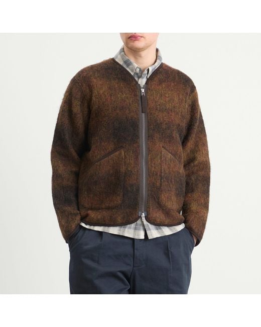 Universal Works Brown Alps Fleece Zip Liner Jacket for men