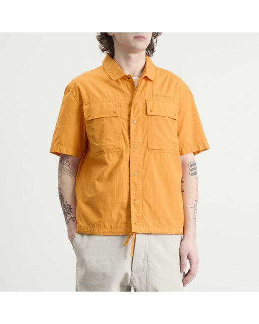 C P Company Yellow Ripstop Short Sleeve Overshirt for men