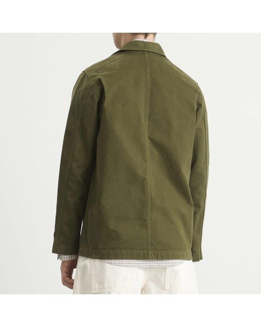 Drake's Green Canvas Chore Jacket for men