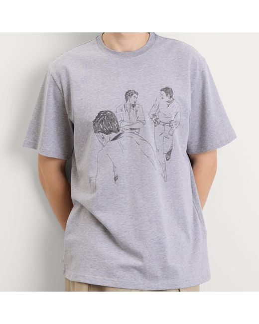 J.W. Anderson Purple Cafe Scene Printed T-Shirt for men