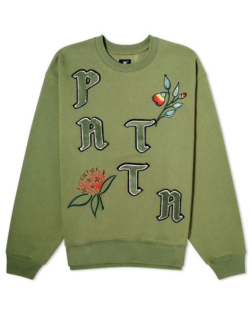 PATTA Green Flowers Sweatshirt Loden for men