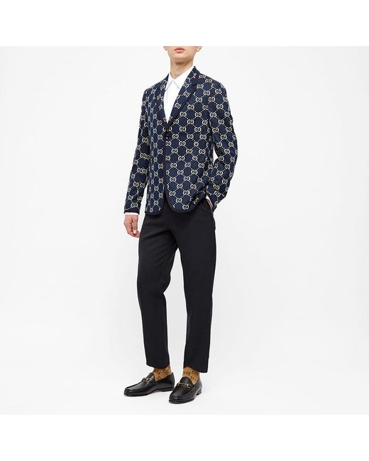 gucci jacquard jacket blue