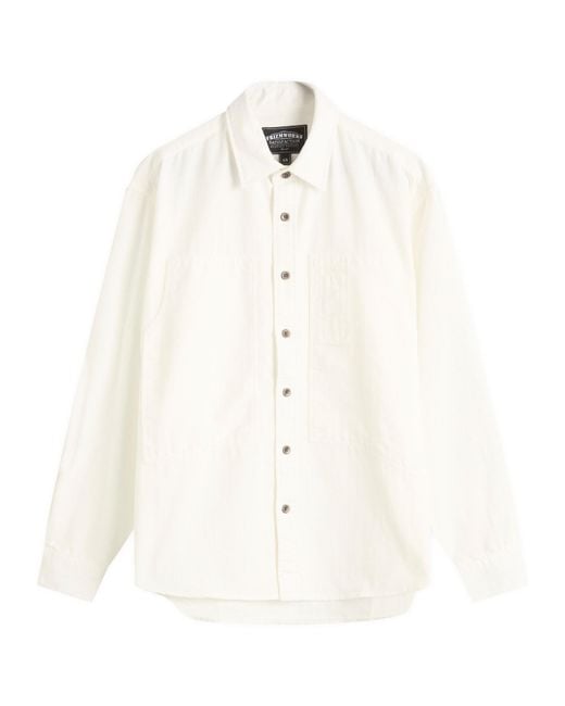 FRIZMWORKS White Denim Carpenter Pocket Work Shirt for men