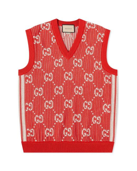 Gucci Red gg All Over Knit Vest for men