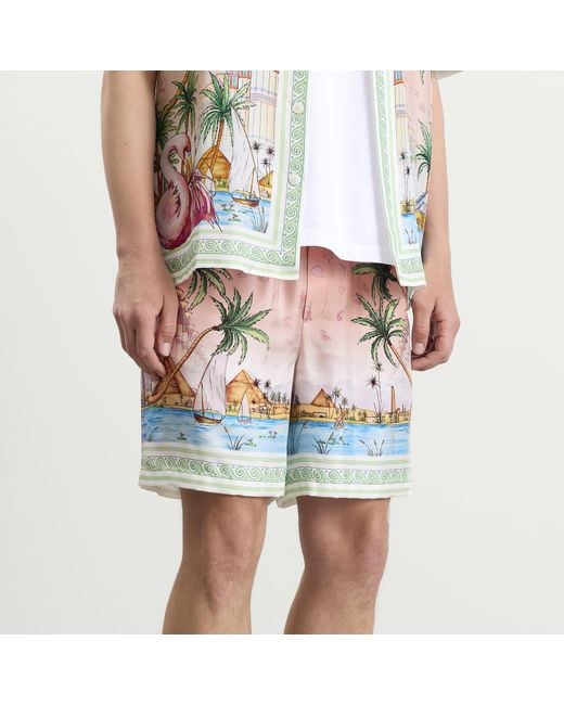 Casablanca Pink Ethereal Silk Shorts for men