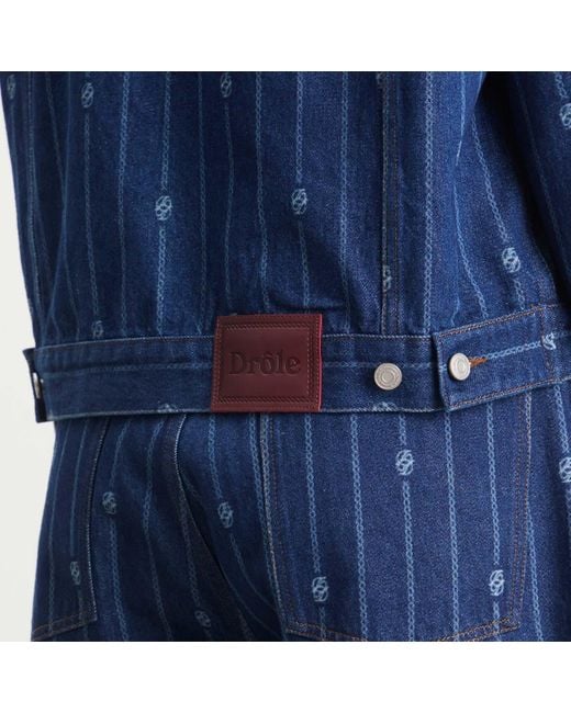 Drole de Monsieur Blue Drole De Monsieur Monogram Denim Jacket for men